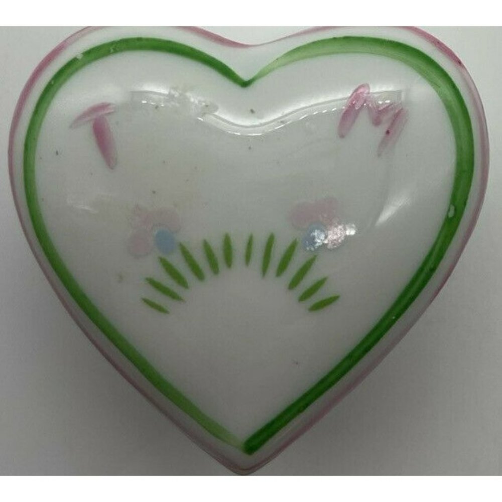LIMOGES FRANCE Dubarry Heart Shape Floral Lidded Porcelain Pill Trinket Box TM